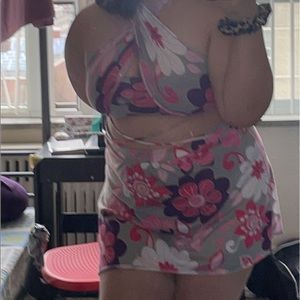 Two Piece Floral Top and Skirt